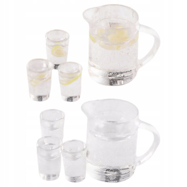 Miniature sæt kander og glas til dukkehus Transparent i harpiks