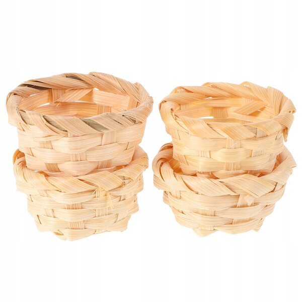Lot de 4 mini paniers en rotin pour décorations et maisons de poupées beiges