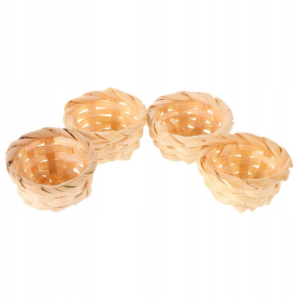 Lot de 4 mini paniers en rotin pour décorations et maisons de poupées beiges