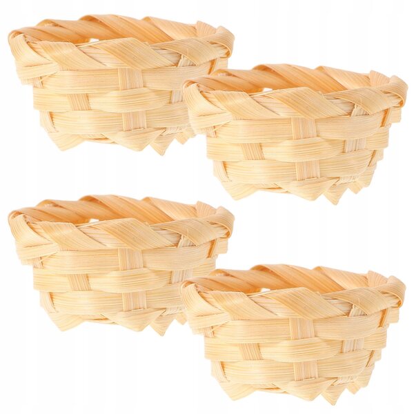 Lot de 4 mini paniers en rotin pour décorations et maisons de poupées beiges