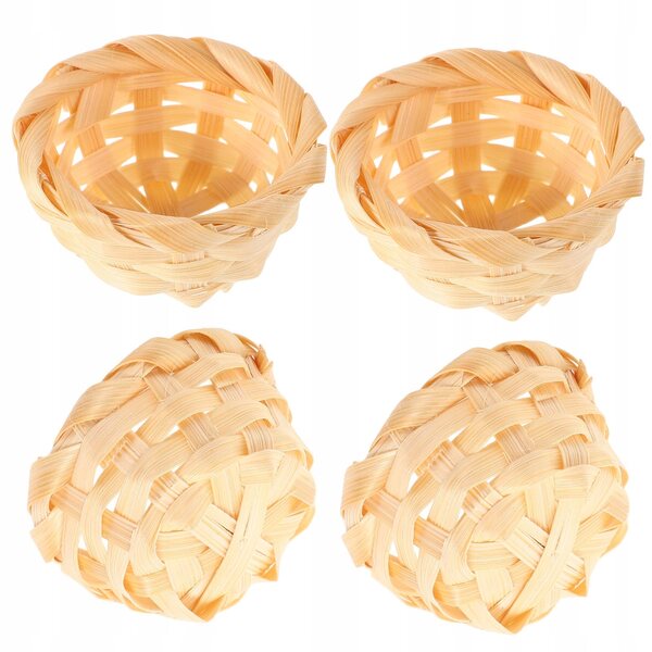 Lot de 4 mini paniers en rotin pour décorations et maisons de poupées beiges