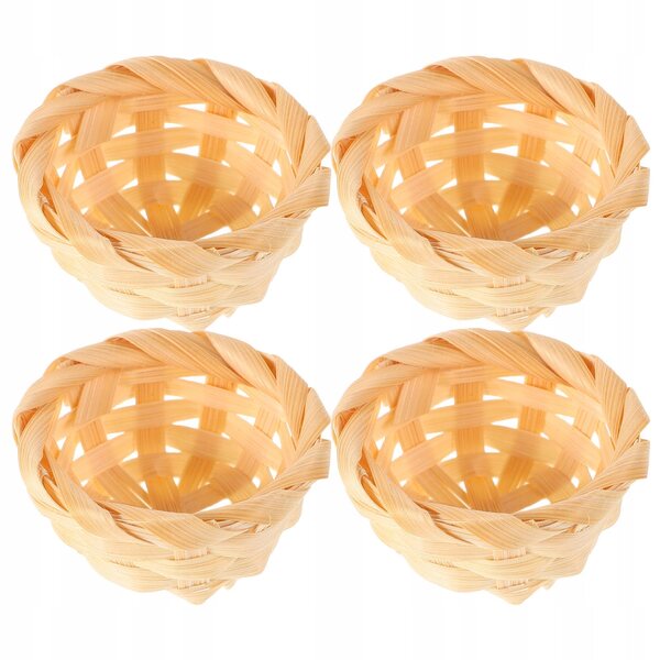 Lot de 4 mini paniers en rotin pour décorations et maisons de poupées beiges
