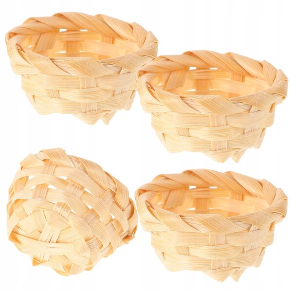 Lot de 4 mini paniers en rotin pour décorations et maisons de poupées beiges