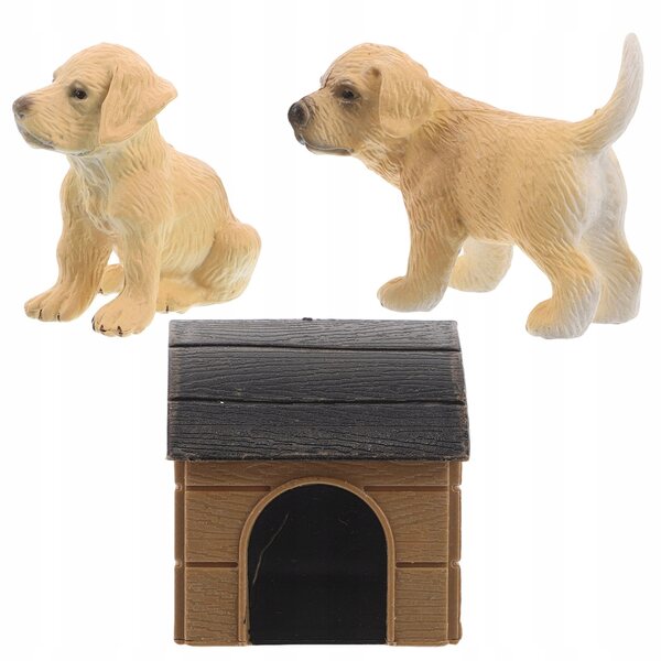 Miniatur-Hundehütte mit realistischen Figuren und exklusiven Dekorationen