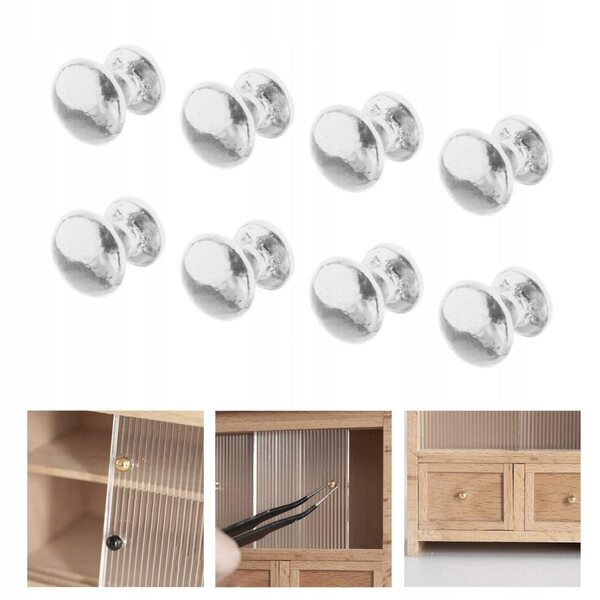 8x Metalltürknöpfe für 1:12 Puppenhaus-Miniaturzubehör Silber