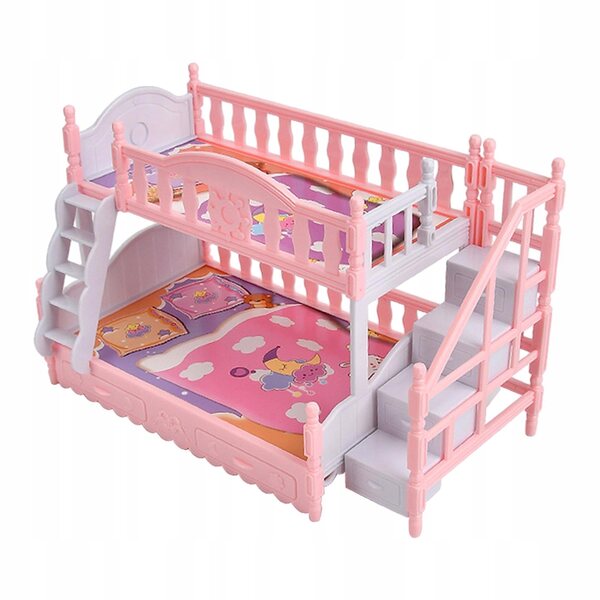 Letto a Castello Doppio in Scala 1:6 con Scala Semplice per Casa delle Bambole