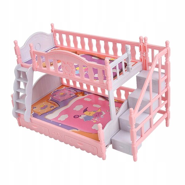 Letto a Castello Doppio in Scala 1:6 con Scala Semplice per Casa delle Bambole