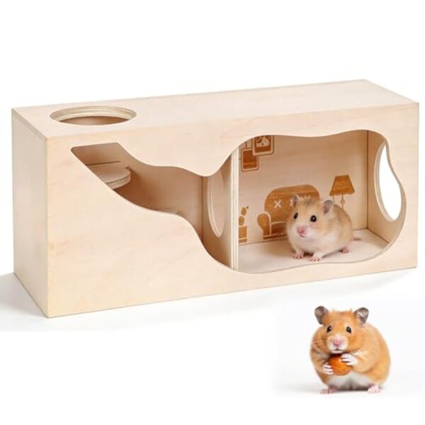 Hamsterhaus aus Holz mit Magnetmontage und mehrstöckigen Räumen