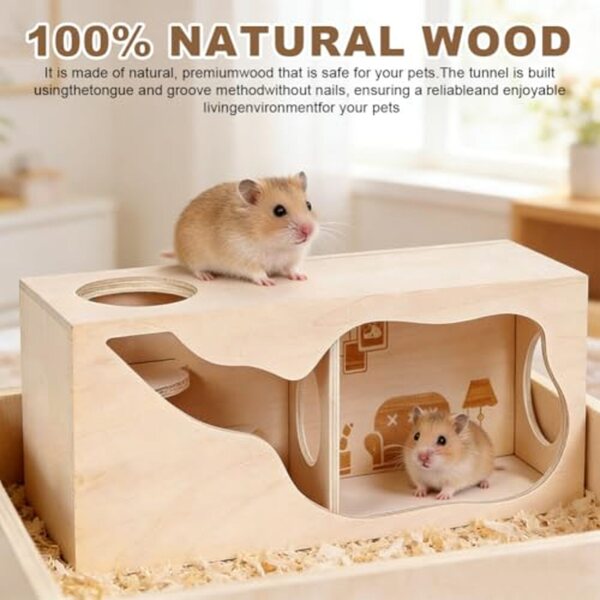 Hamsterhaus aus Holz mit Magnetmontage und mehrstöckigen Räumen