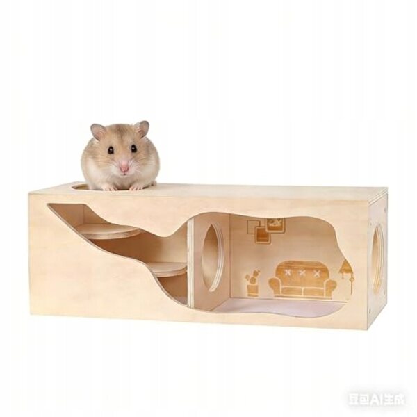 Hamsterhaus aus Holz mit Magnetmontage und mehrstöckigen Räumen