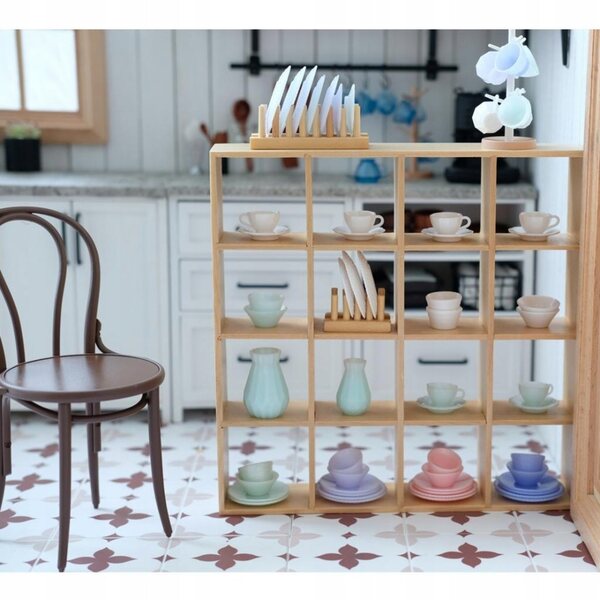 Organizer in legno per casa delle bambole 1:12 Scaffale porta scarpe naturale