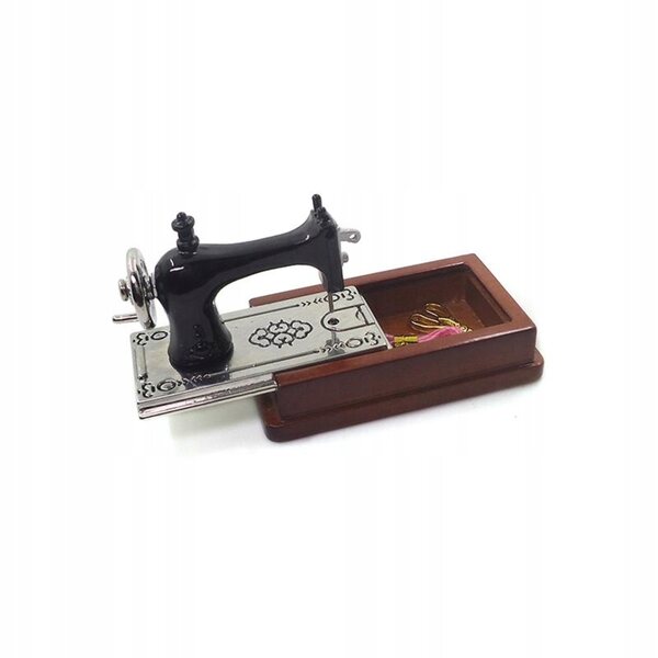 Macchina da Cucire 1/12 Miniatura per Casa delle Bambole in Legno e Metallo
