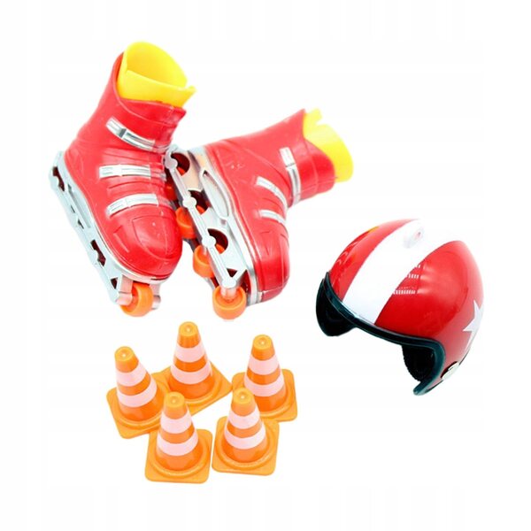 Set Miniature di Pattini Sportivi Rosso per Casa delle Bambole 1/12