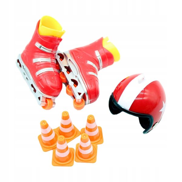 Set Miniature di Pattini Sportivi Rosso per Casa delle Bambole 1/12