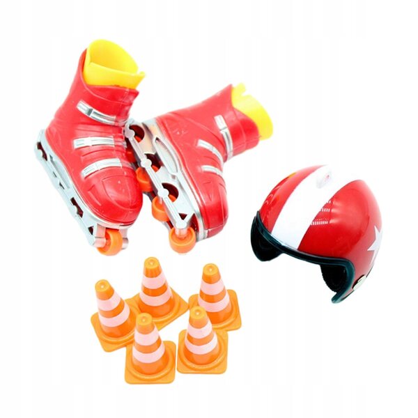 Set Miniature di Pattini Sportivi Rosso per Casa delle Bambole 1/12