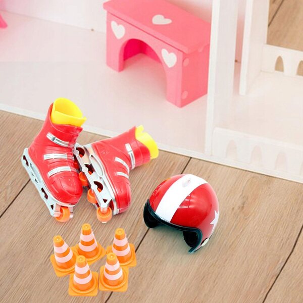 Set Miniature di Pattini Sportivi Rosso per Casa delle Bambole 1/12