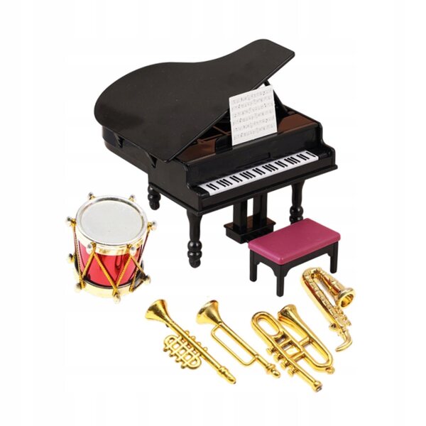 Set di strumenti musicali in scala 1:12 per casa delle bambole, 6 pezzi
