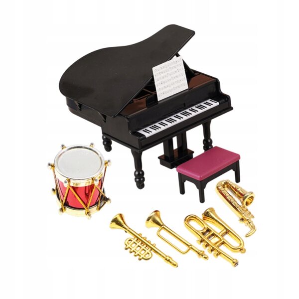 Set di strumenti musicali in scala 1:12 per casa delle bambole, 6 pezzi