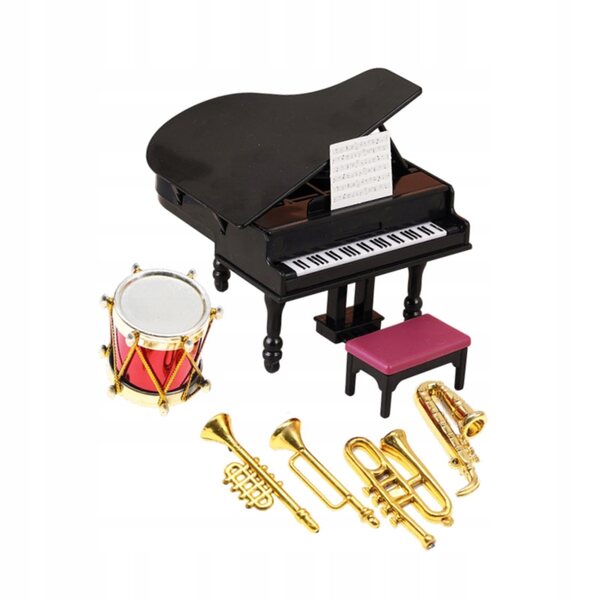 Set di strumenti musicali in scala 1:12 per casa delle bambole, 6 pezzi