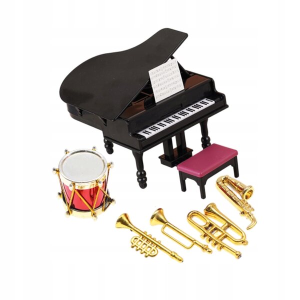 Set di strumenti musicali in scala 1:12 per casa delle bambole, 6 pezzi