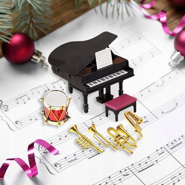 Set di strumenti musicali in scala 1:12 per casa delle bambole, 6 pezzi