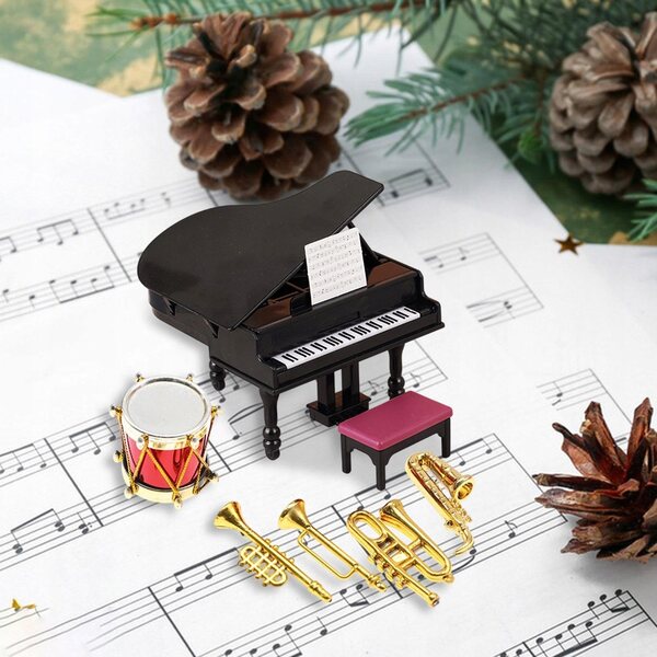 Set di strumenti musicali in scala 1:12 per casa delle bambole, 6 pezzi