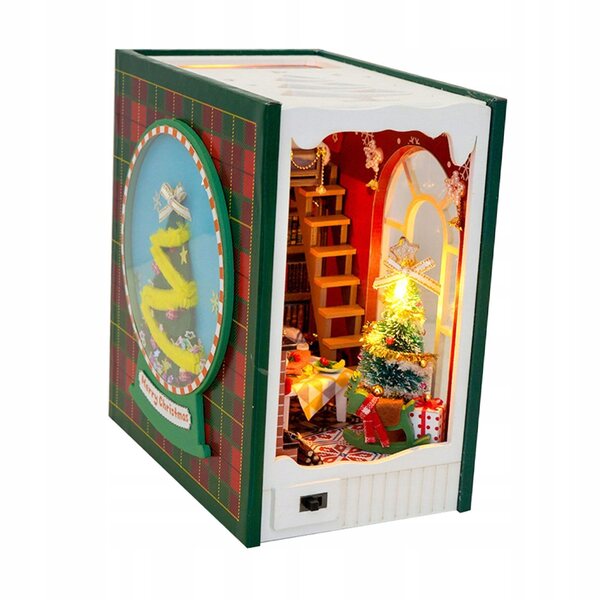 Kit DIY Casa delle Bambole Natalizia in Legno con LED e Puzzle 3D