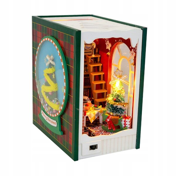 Kit DIY Casa delle Bambole Natalizia in Legno con LED e Puzzle 3D