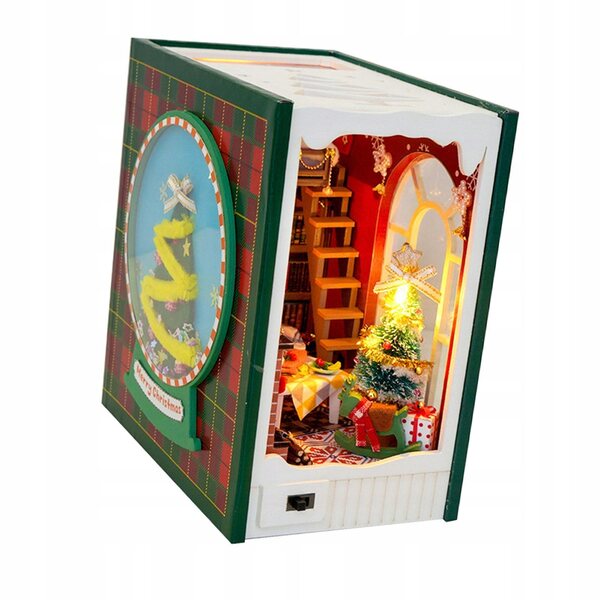 Kit DIY Casa delle Bambole Natalizia in Legno con LED e Puzzle 3D