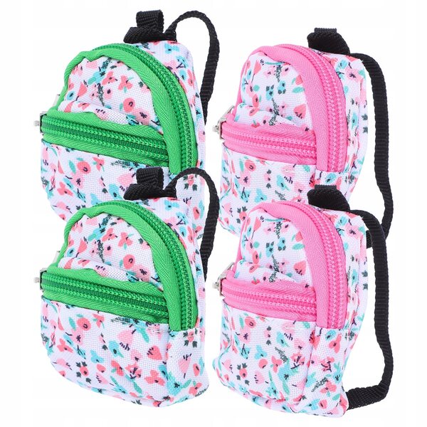 Set 4 Mini Zainetti per Case delle Bambole con Dettagli Realistici in Tessuto