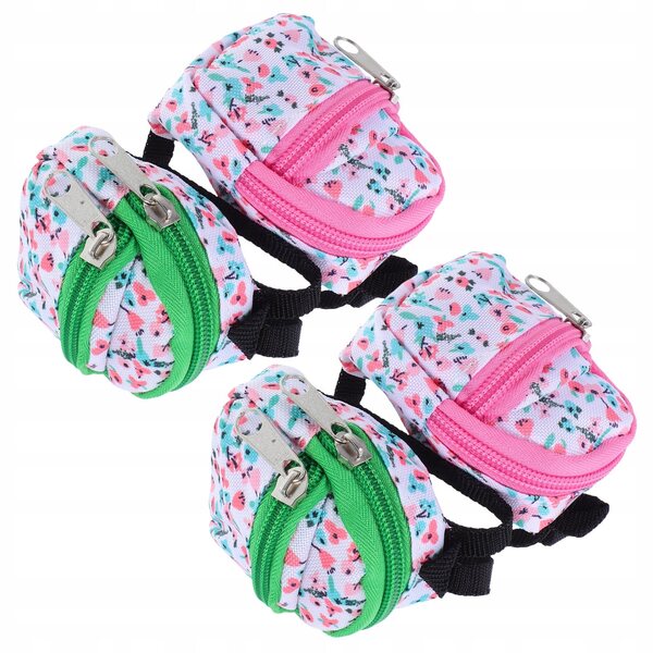 Set 4 Mini Zainetti per Case delle Bambole con Dettagli Realistici in Tessuto