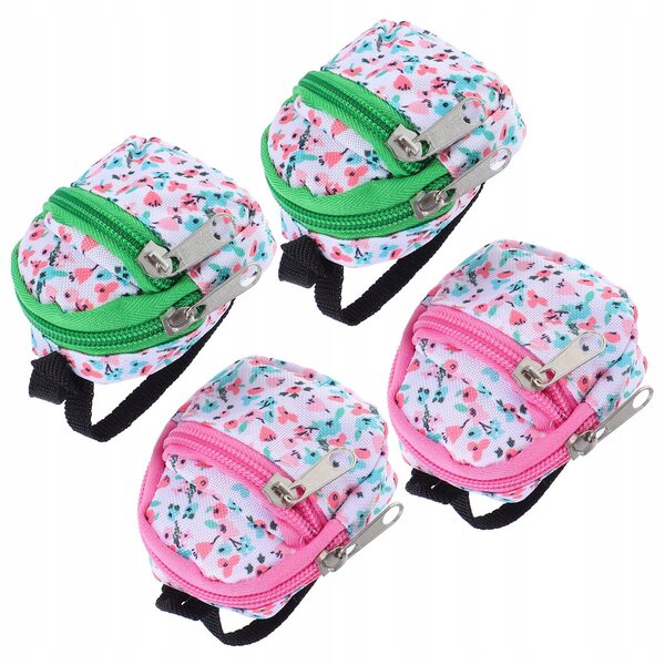 Set 4 Mini Zainetti per Case delle Bambole con Dettagli Realistici in Tessuto