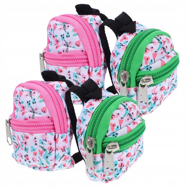 Set 4 Mini Zainetti per Case delle Bambole con Dettagli Realistici in Tessuto