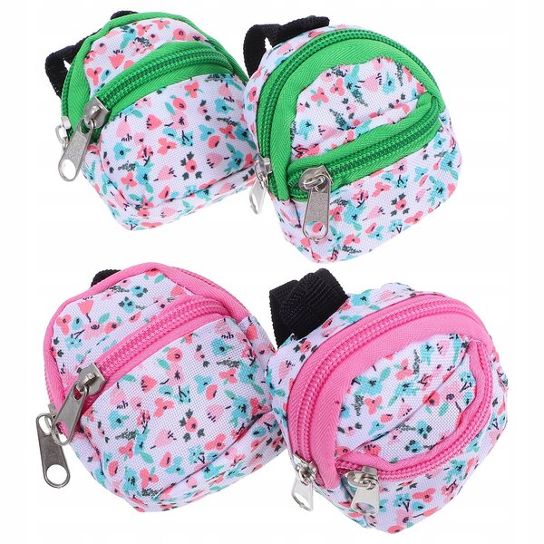 Set 4 Mini Zainetti per Case delle Bambole con Dettagli Realistici in Tessuto