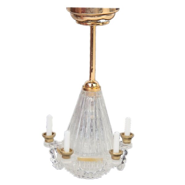 1:12 Puppenhaus-Miniatur-LED-Lampe mit buntem transparentem Lampenschirm