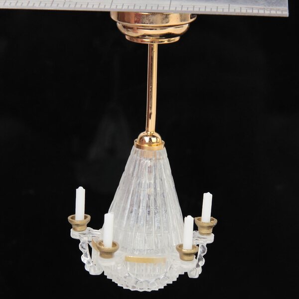 1:12 Puppenhaus-Miniatur-LED-Lampe mit buntem transparentem Lampenschirm