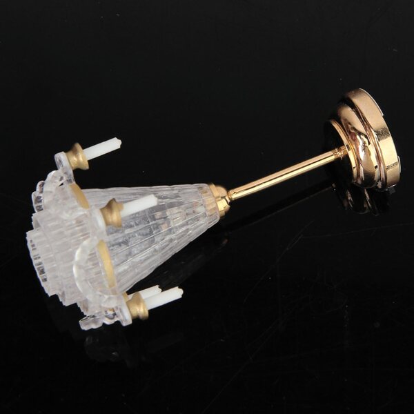 1:12 Puppenhaus-Miniatur-LED-Lampe mit buntem transparentem Lampenschirm