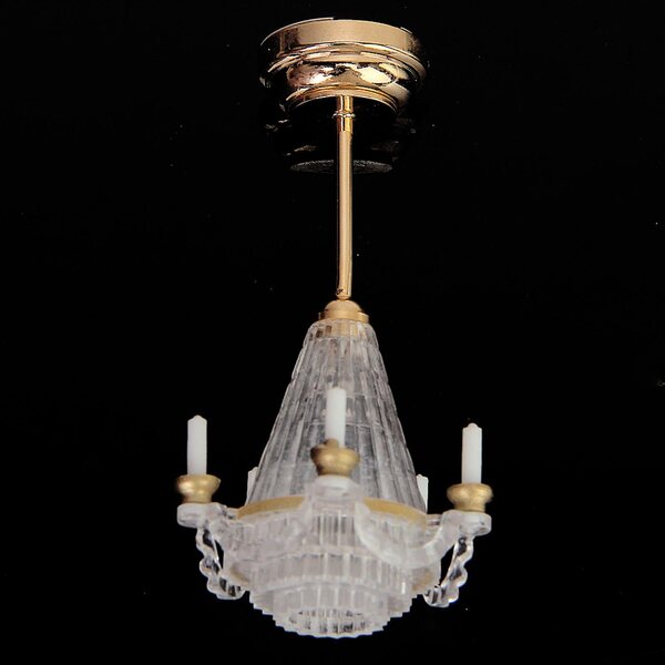 1:12 Puppenhaus-Miniatur-LED-Lampe mit buntem transparentem Lampenschirm