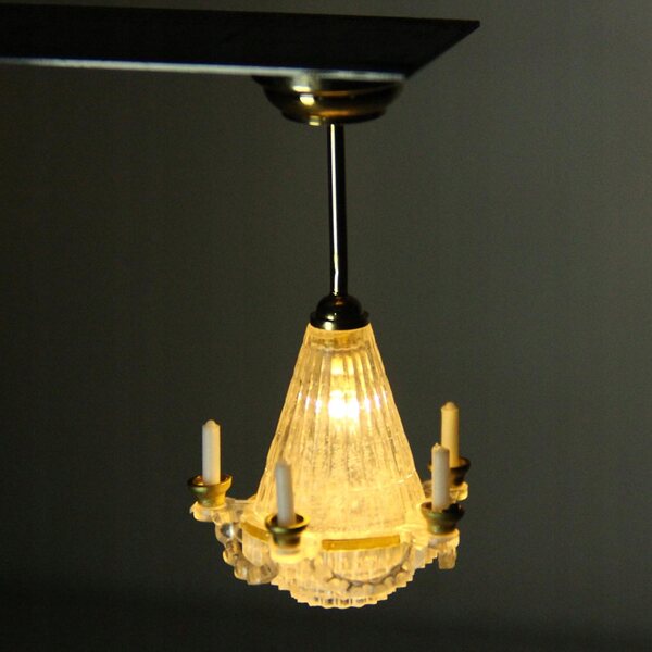 1:12 Puppenhaus-Miniatur-LED-Lampe mit buntem transparentem Lampenschirm