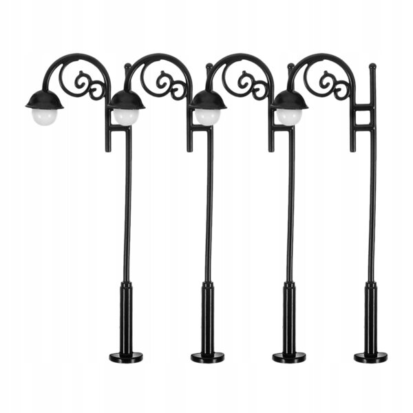 Lot de 4 mini lampadaires noirs pour ameublement pour maisons de poupées et modélisme