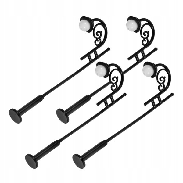 Lot de 4 mini lampadaires noirs pour ameublement pour maisons de poupées et modélisme