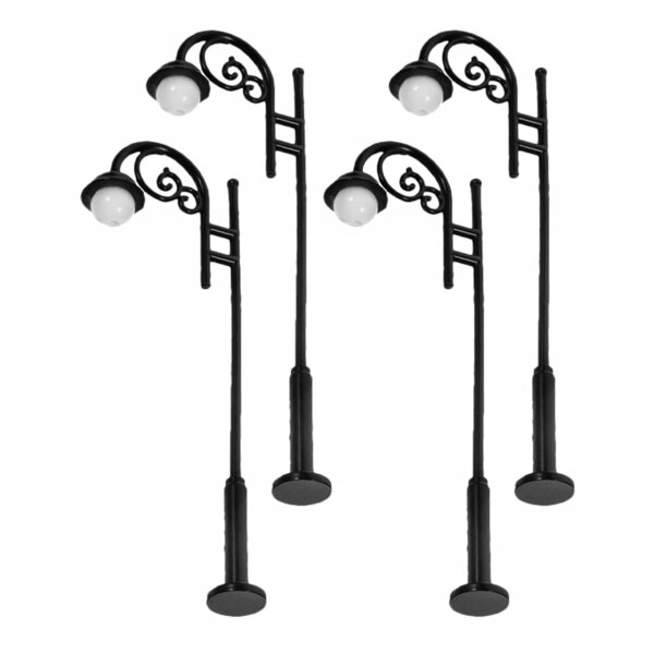 Lot de 4 mini lampadaires noirs pour ameublement pour maisons de poupées et modélisme