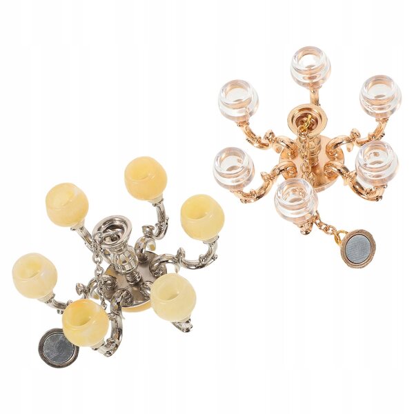 Set 2 Miniature Lampadari Decorativi in Metallo per Casa delle Bambole 1:12