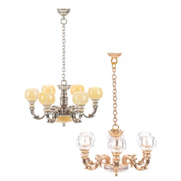 Set 2 Miniature Lampadari Decorativi in Metallo per Casa delle Bambole 1:12