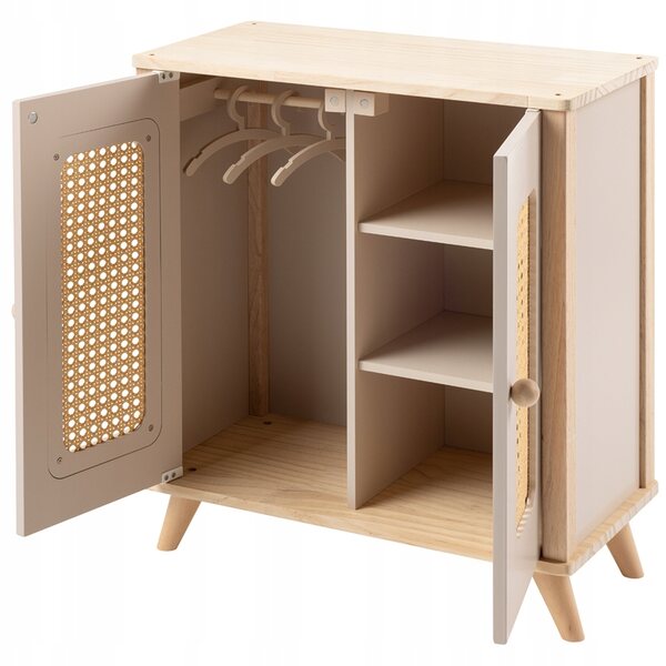 Howa Miniflowers - Armadio in legno per bambole con appendiabiti e ripiani