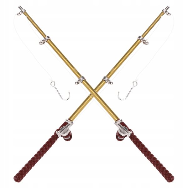 Lot de 2 mini cannes à pêche pour décoration maison de poupée 13,5 cm
