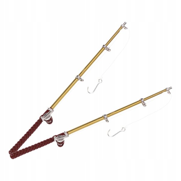 Set 2 Mini Canne da Pesca per Decorazione Case delle Bambole 13,5 cm