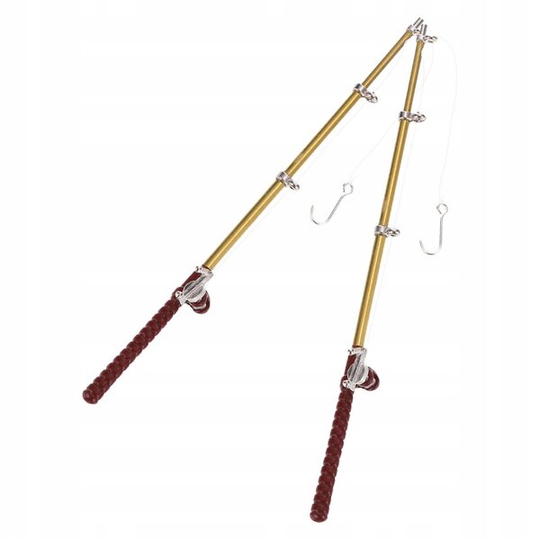 Set 2 Mini Canne da Pesca per Decorazione Case delle Bambole 13,5 cm
