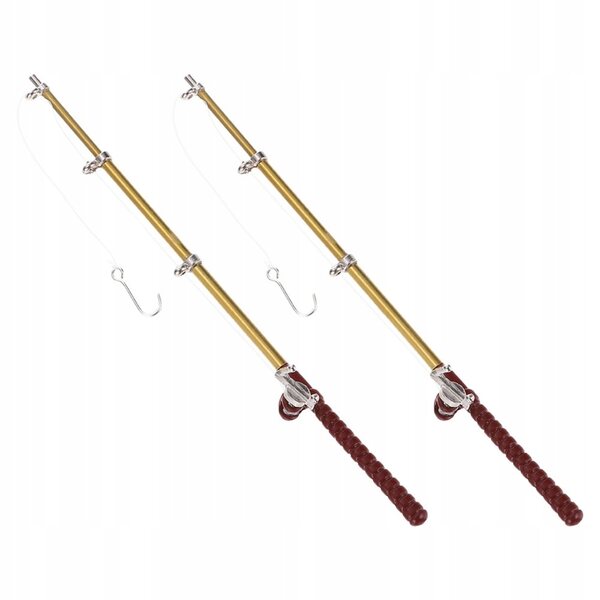 Set 2 Mini Canne da Pesca per Decorazione Case delle Bambole 13,5 cm