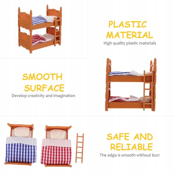 Mini Letto A Castello per Casa delle Bambole, Design Realistico e Materiali Resistenti